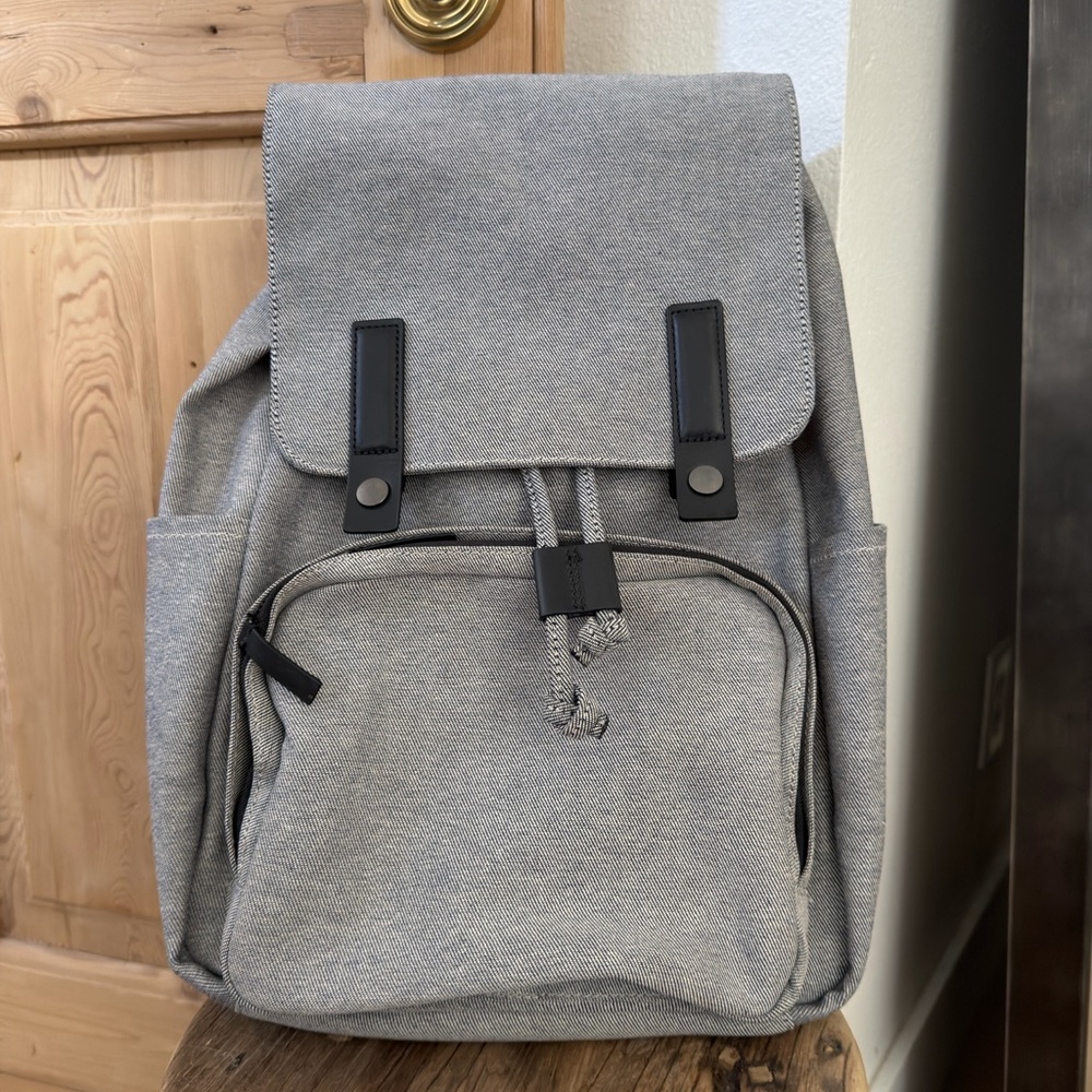 Women’s Gray Canvas Backpack - Casual Everyday Bag
